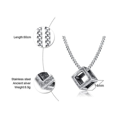 Retro Hollow Cube Pendant Necklace WEM Support (www.WEM.support)