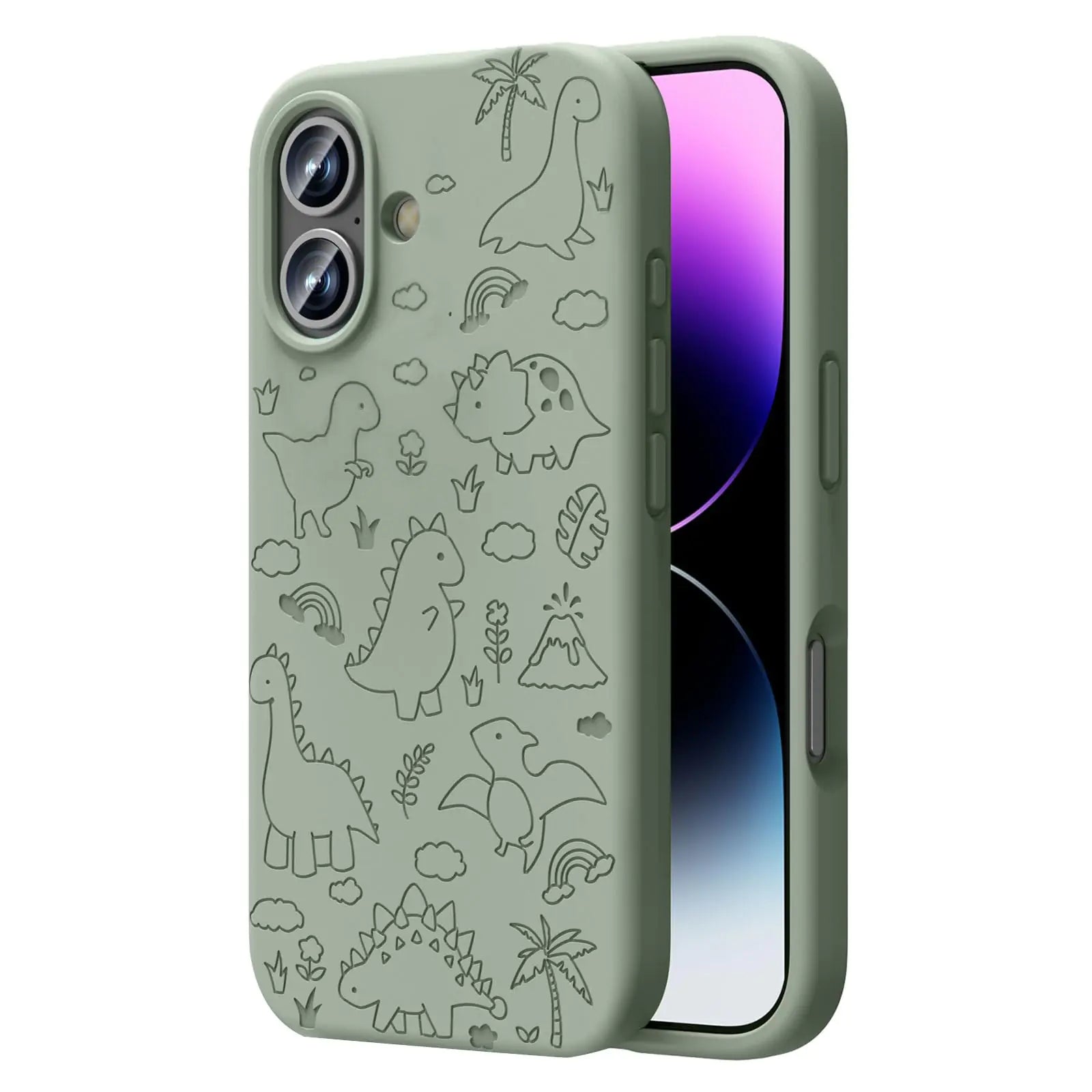This image displays a charming and playful magnetic engraved case designed for the iPhone 11 Pro Max. The case is crafted from a soft, liquid silicone material that enhances grip and provides protection against drops.