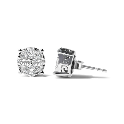 14K White Gold 2.00 Cttw Lab Grown Diamond Cluster Stud Earrings (G-H Color, VS1-VS2 Clarity) WEM Support (www.WEM.support)