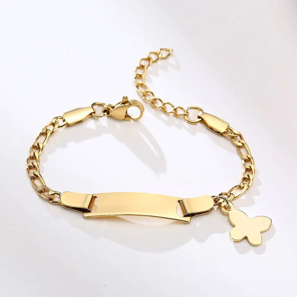Gold Children's Bracelet With Butterfly Pendant WEM Support (www.WEM.support)