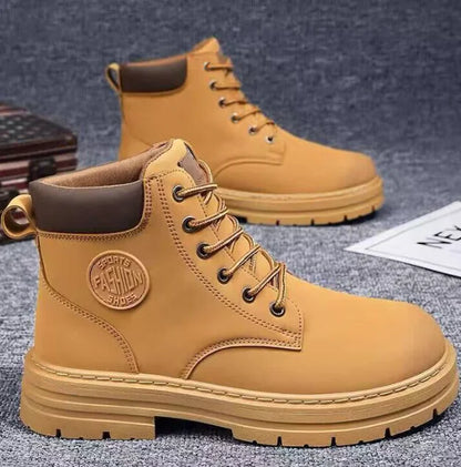 Men's British Style Short Leather Boots for Leisure