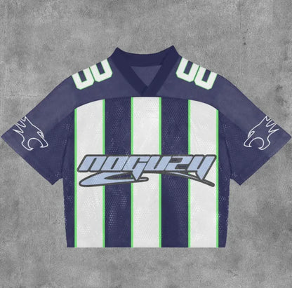 Two men's casual T-shirts with round neck, short sleeves, and digital print design in camouflage pattern with the number 97 and text on them.