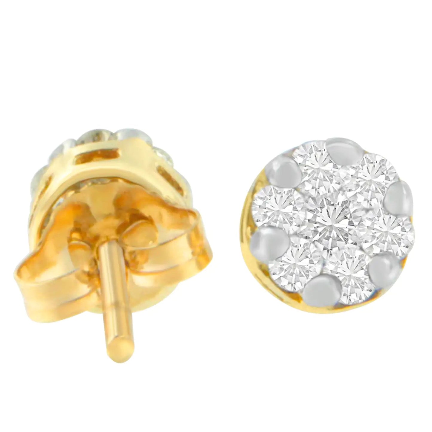 14K Yellow Gold 1/2 cttw Round Cut Diamond Earrings (H-I, SI2-I1) WEM Support (www.WEM.support)