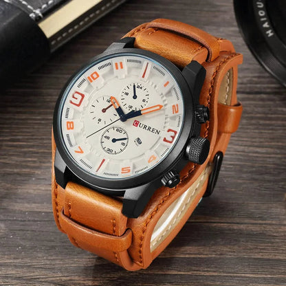 Male Leather Wristwatch WEM Support (www.WEM.support)