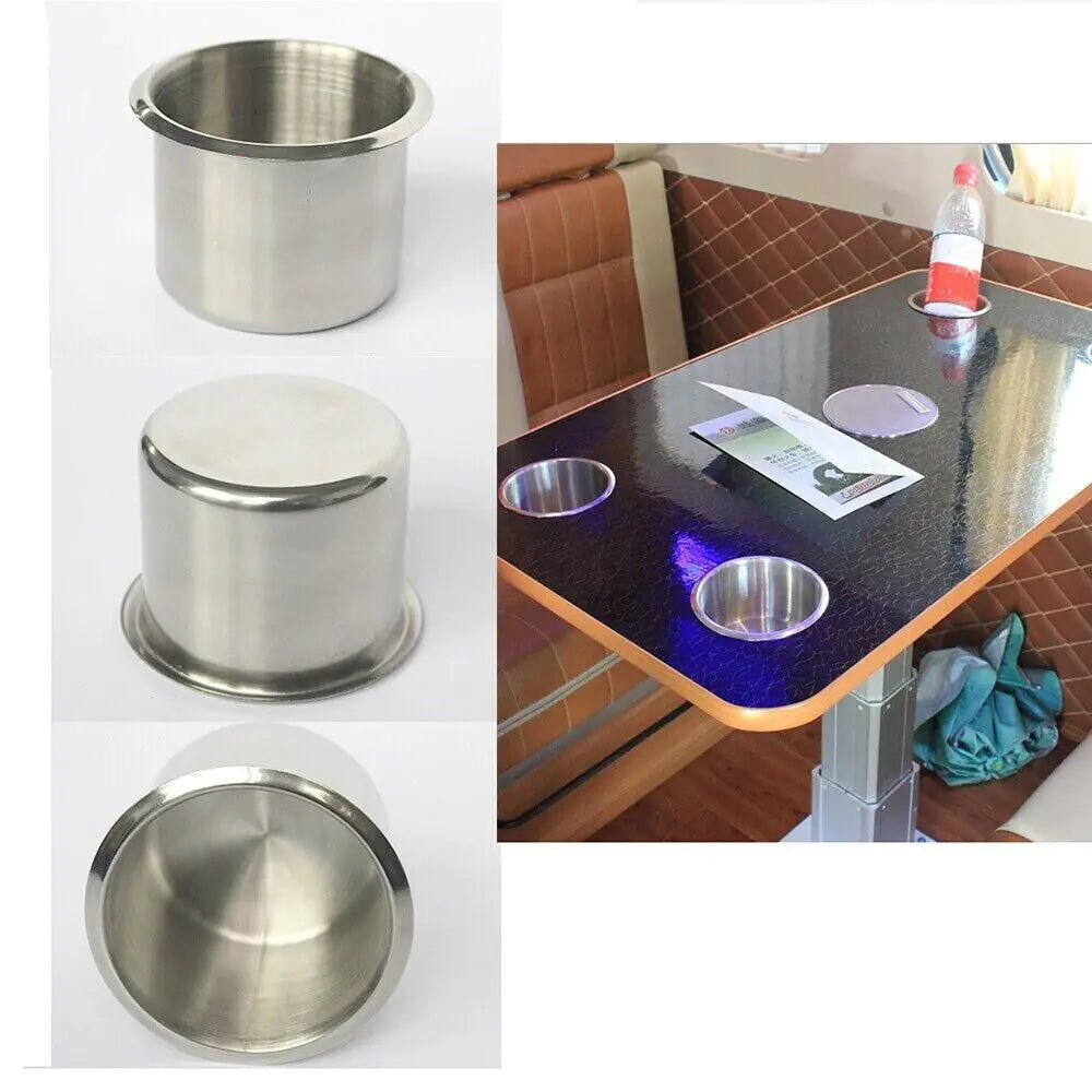 Universal Stainless Steel Cup Drink Holders for Car Boat Truck Marine Camper RV WEM Support (www.WEM.support)