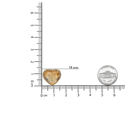 18K Yellow Gold 2/3 Cttw Brown Diamonds and 11x11mm Heart-Cut Yellow Citrine Gemstone Halo Heart Stud Earrings (Brown Color, SI1-SI2 Clarity) WEM Support (www.WEM.support)