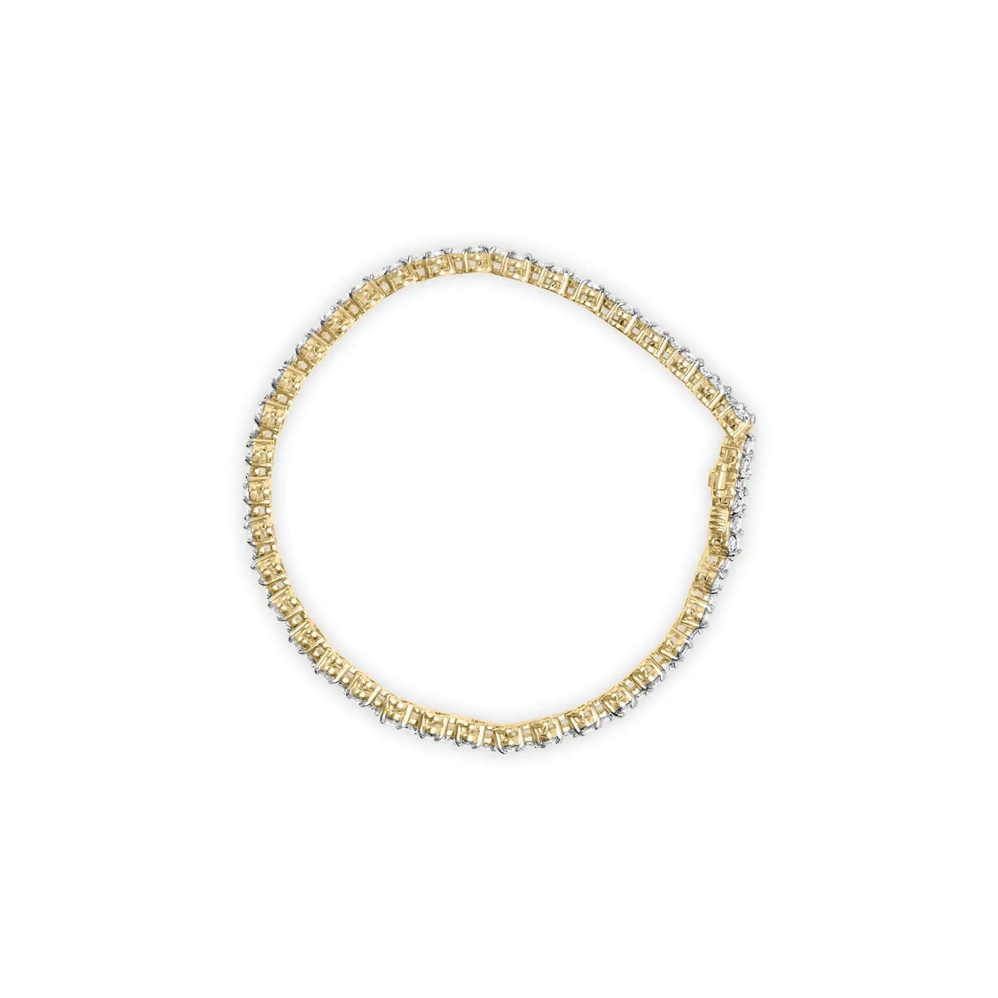 14k Yellow Gold 5.00 Cttw Diamond Three Stone Link Tennis Bracelet (I-J Color, SI2-I1 Clarity) - 7' Inches WEM Support (www.WEM.support)