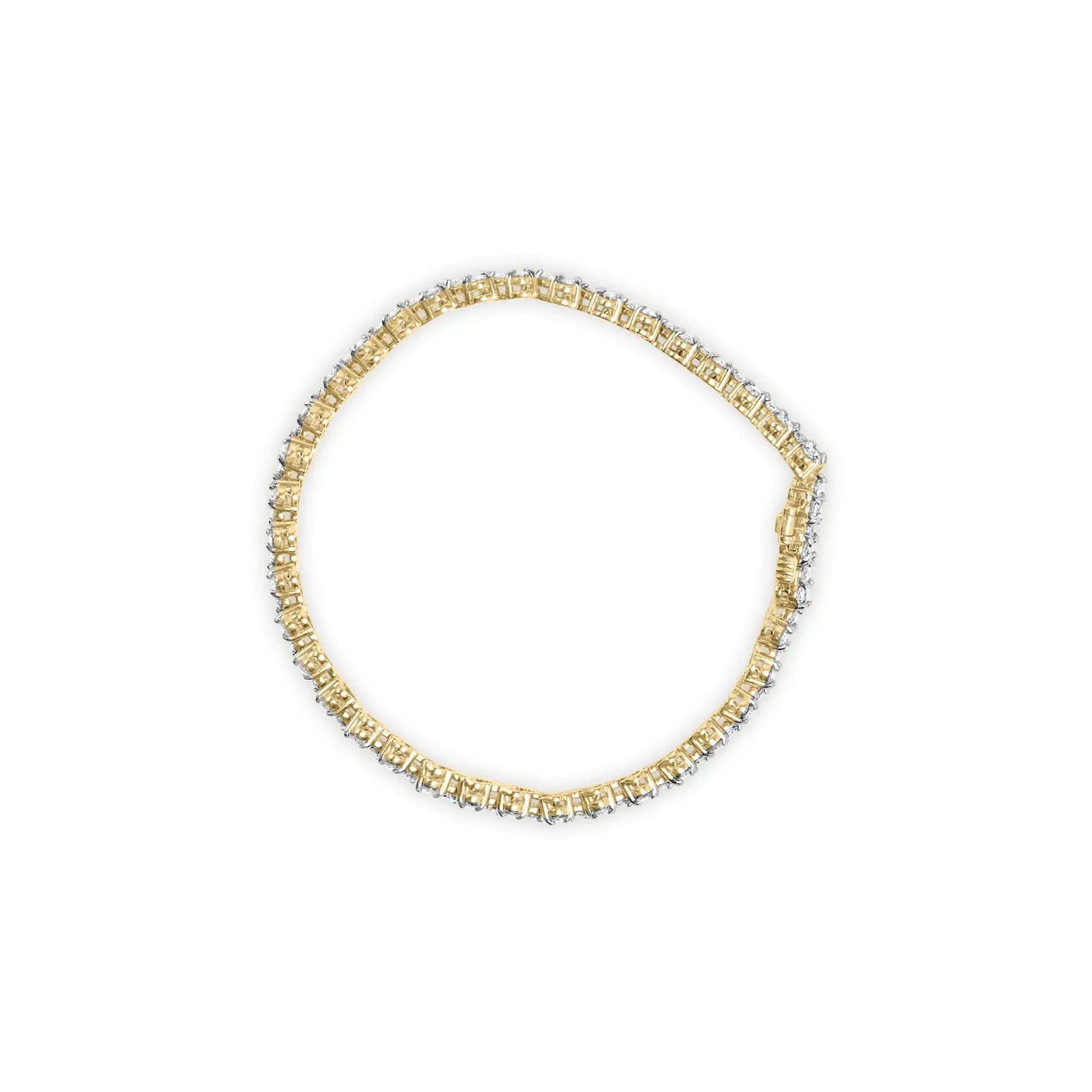 14k Yellow Gold 5.00 Cttw Diamond Three Stone Link Tennis Bracelet (I-J Color, SI2-I1 Clarity) - 7' Inches WEM Support (www.WEM.support)