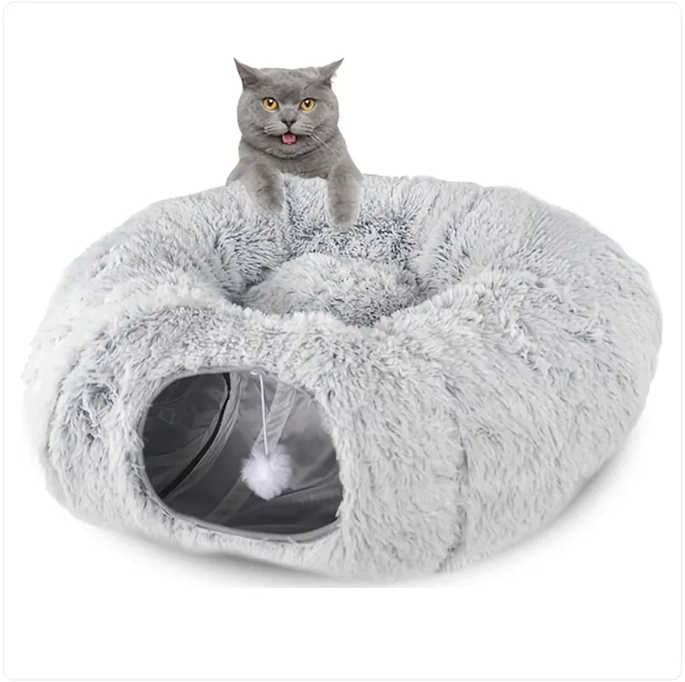 Foldable Plush Winter Cat Tunnel & Nest WEM Support (www.WEM.support)