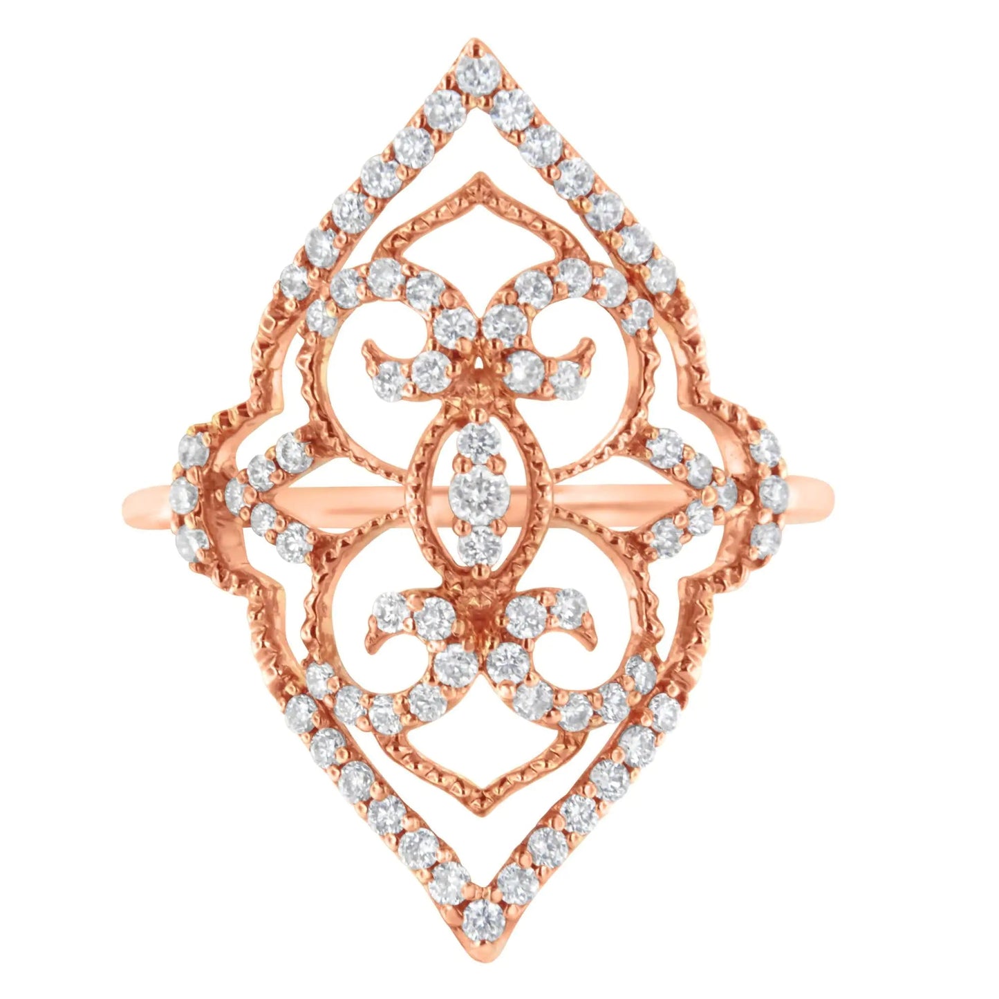 10K Rose Gold Diamond Cocktail Ring (1/2 Cttw, H-I Color, I1-I2 Clarity) WEM Support (www.WEM.support)