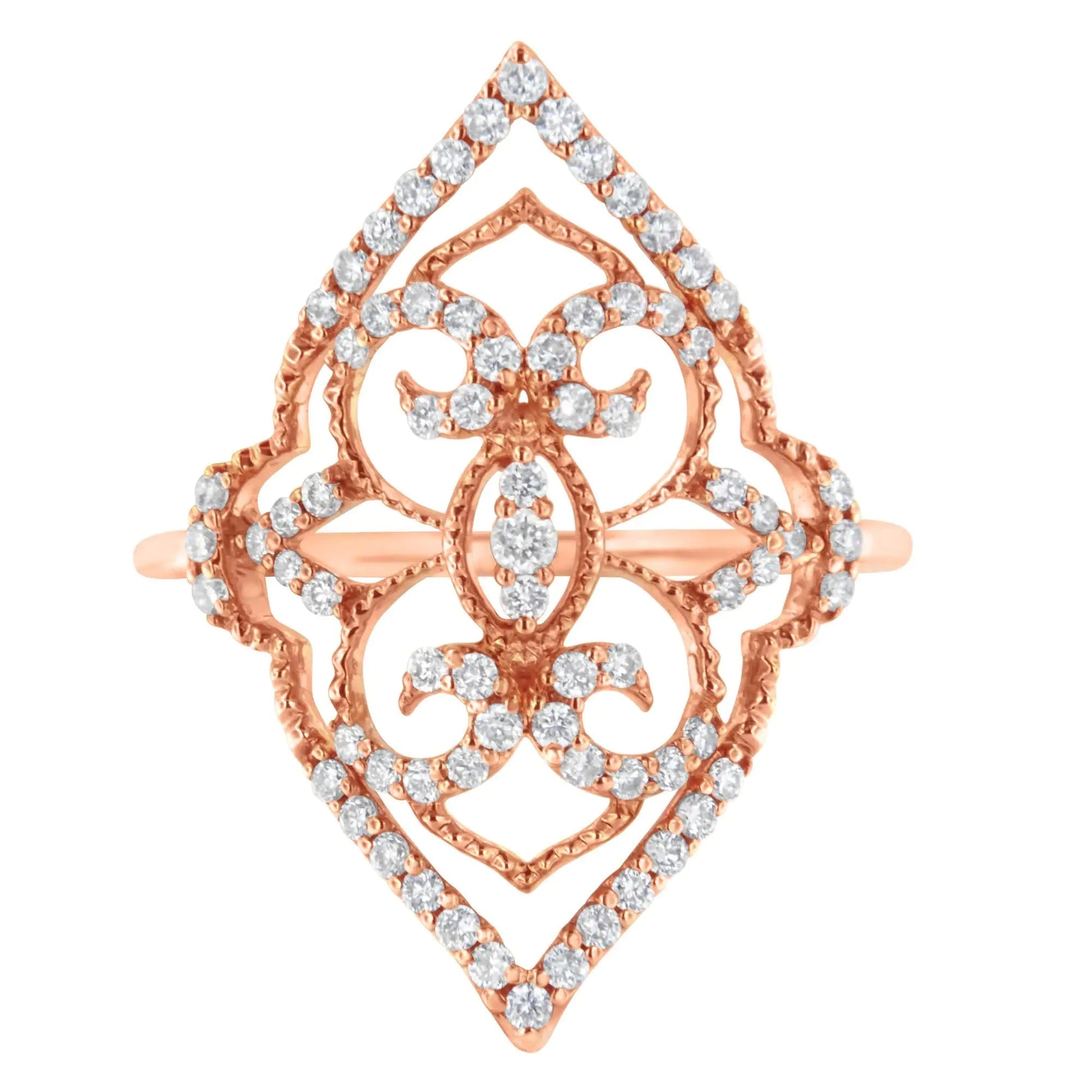 10K Rose Gold Diamond Cocktail Ring (1/2 Cttw, H-I Color, I1-I2 Clarity) WEM Support (www.WEM.support)