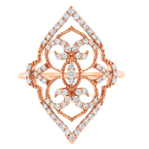 10K Rose Gold Diamond Cocktail Ring (1/2 Cttw, H-I Color, I1-I2 Clarity) WEM Support (www.WEM.support)