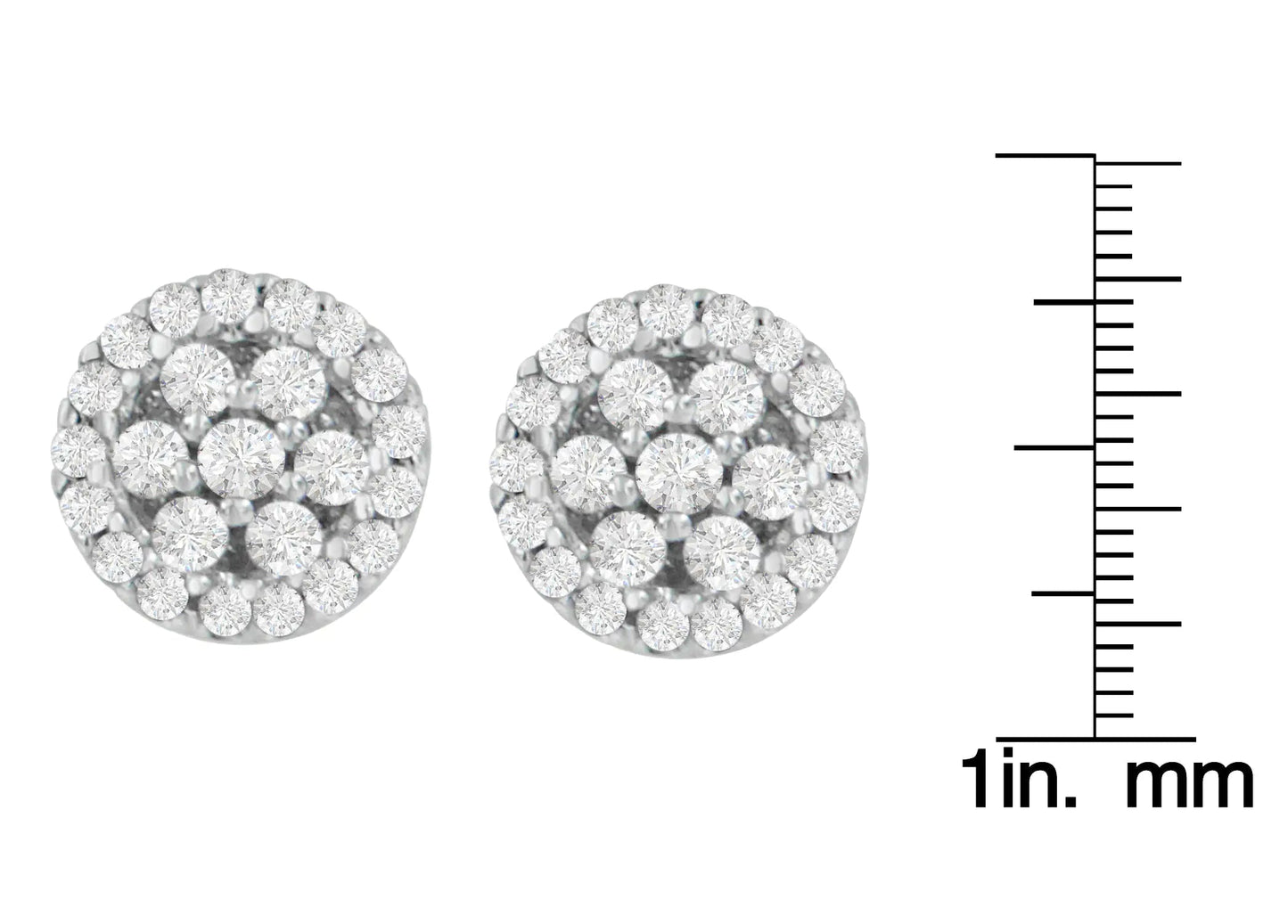 14K White Gold 1/2 Cttw Brilliant-Cut Diamond Halo-Style Cluster Round Button Stud Earrings (H-I Color, I1-I2 Clarity) WEM Support (www.WEM.support)