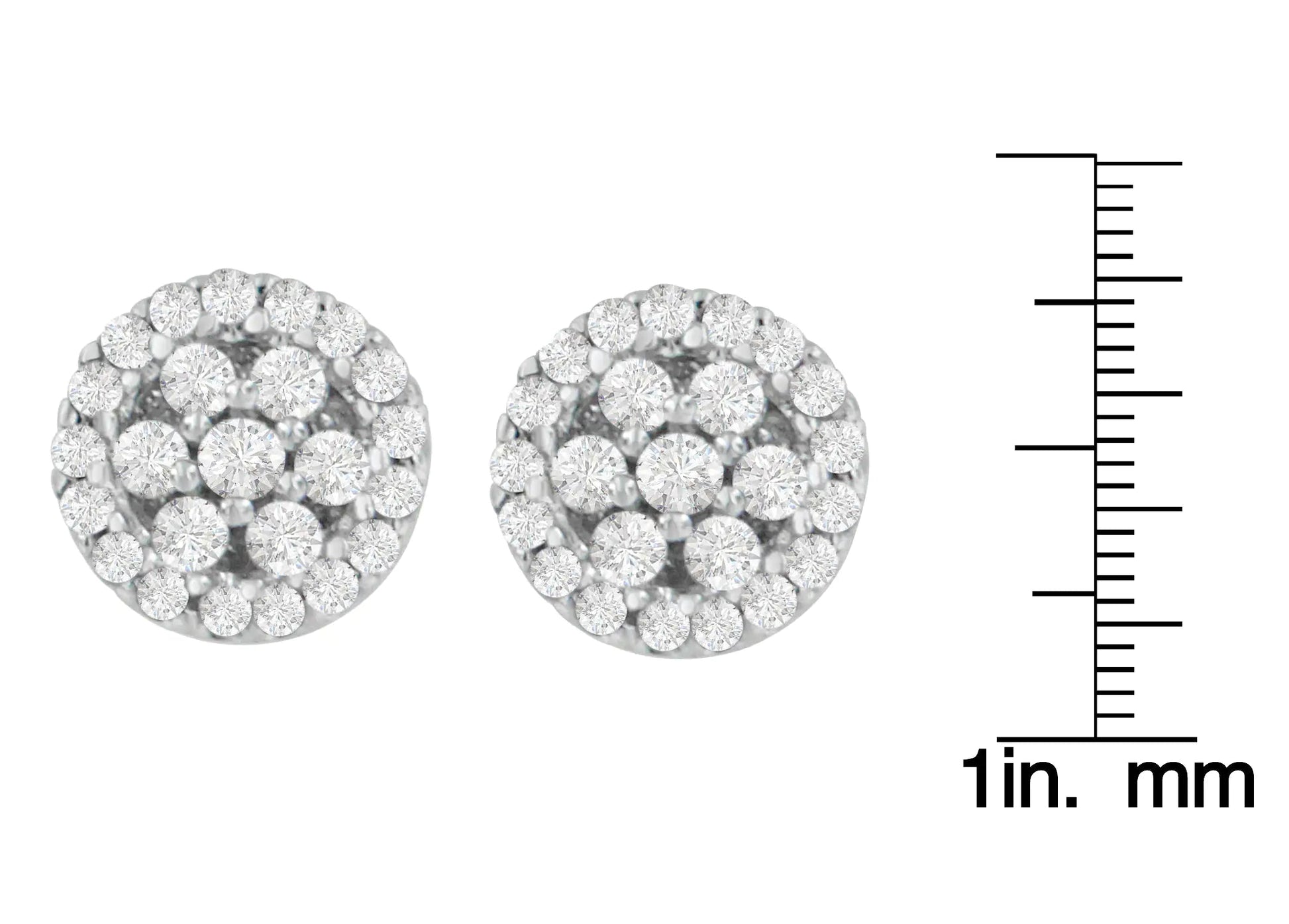 14K White Gold 1/2 Cttw Brilliant-Cut Diamond Halo-Style Cluster Round Button Stud Earrings (H-I Color, I1-I2 Clarity) WEM Support (www.WEM.support)