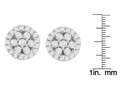 14K White Gold 1/2 Cttw Brilliant-Cut Diamond Halo-Style Cluster Round Button Stud Earrings (H-I Color, I1-I2 Clarity) WEM Support (www.WEM.support)