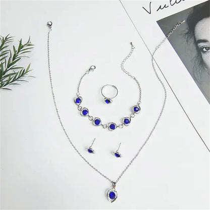 Luxury Cutout Heart Colored Zircon Stud Earring Bracelet Necklace WEM Support (www.WEM.support)