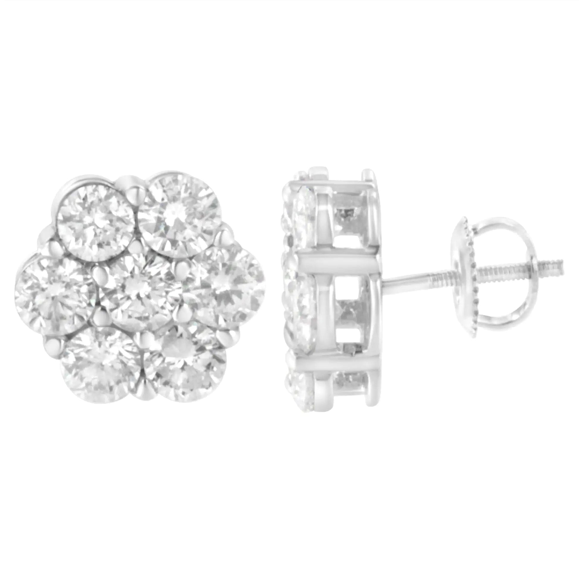 14K White Gold 4 cttw Diamond Flower Earring (H-I Clarity, SI2-I1 Color) WEM Support (www.WEM.support)