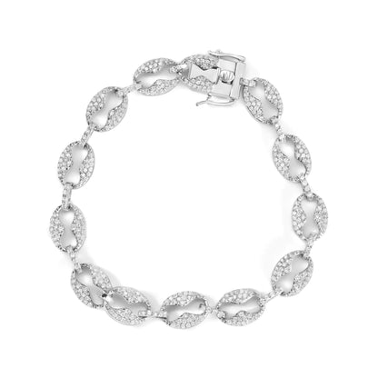14K White Gold 1 1/2 Cttw Round Diamond Set Link Bracelet (I-J Color, I1-I2 Clarity) - 7" WEM Support (www.WEM.support)