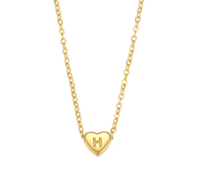 Heart Charm Gold Necklet - Initial Love HejK.com Marketplace LLC
