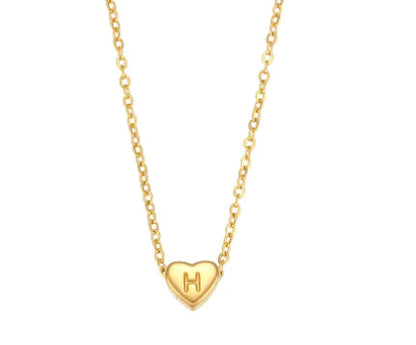 Heart Charm Gold Necklet - Initial Love HejK.com Marketplace LLC