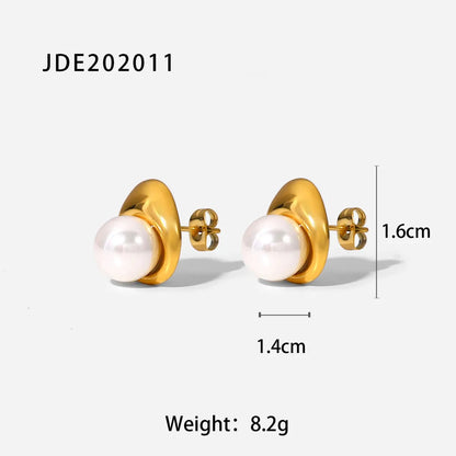 Fashionable Stainless Steel Pearl Earrings HejK.com