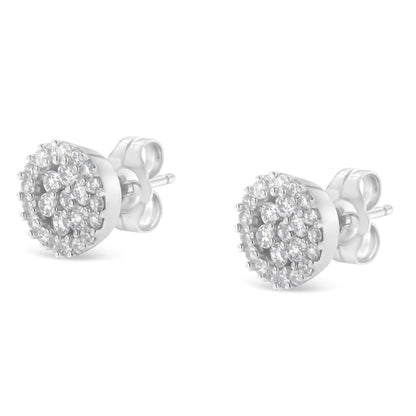 14K White Gold 1/2 Cttw Brilliant-Cut Diamond Halo-Style Cluster Round Button Stud Earrings (H-I Color, I1-I2 Clarity) WEM Support (www.WEM.support)
