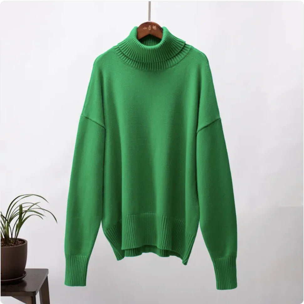 Women's Solid Color Turtleneck Sweater WEM Support (www.WEM.support)