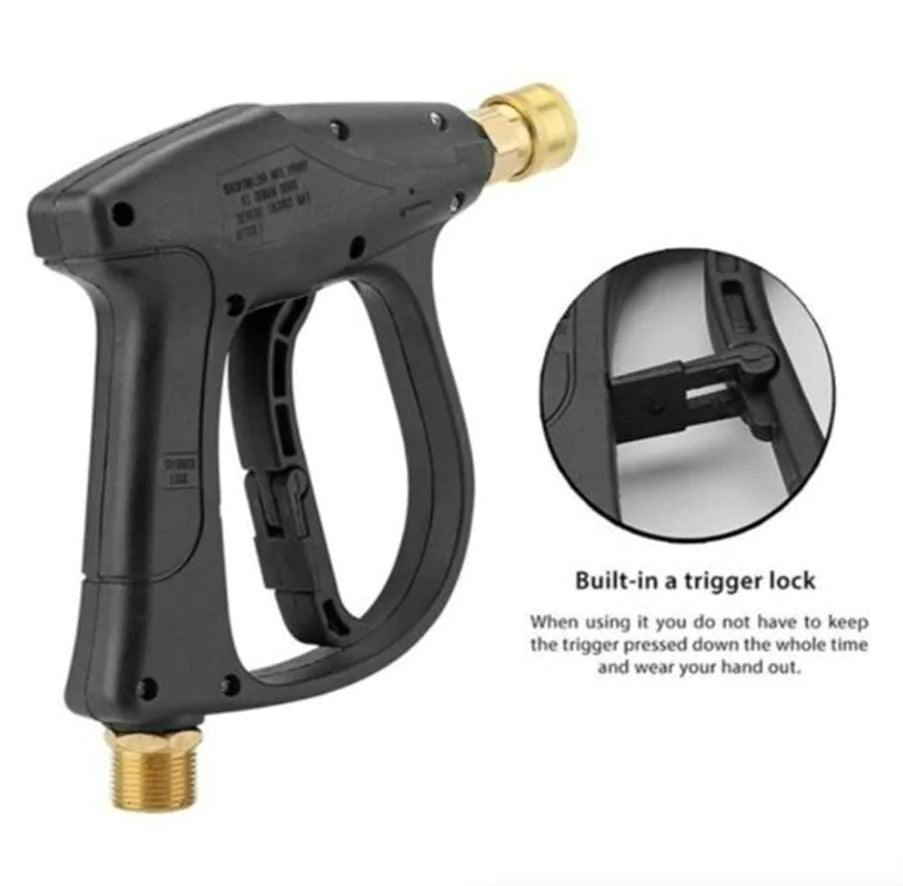 1/4" High Pressure Washer Gun 4000 PSI Car Wash Foam Spray Short Wand w/ Nozzle WEM Support (www.WEM.support)