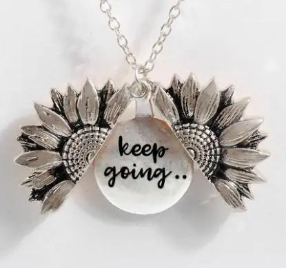 Sunflower Double-layer Lettering Necklace WEM Support (www.WEM.support)
