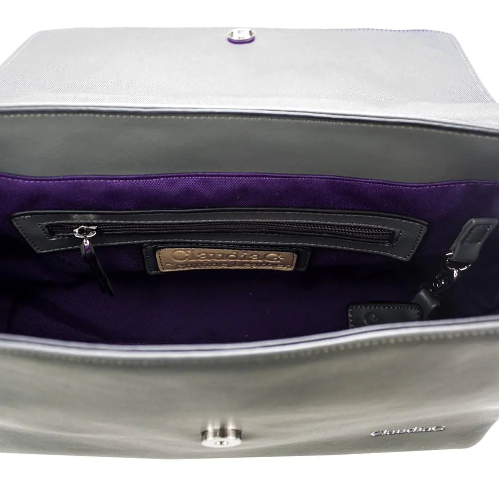 Simonetta Leather Handbag -Serenity / Charcoal WEM Support (www.WEM.support)