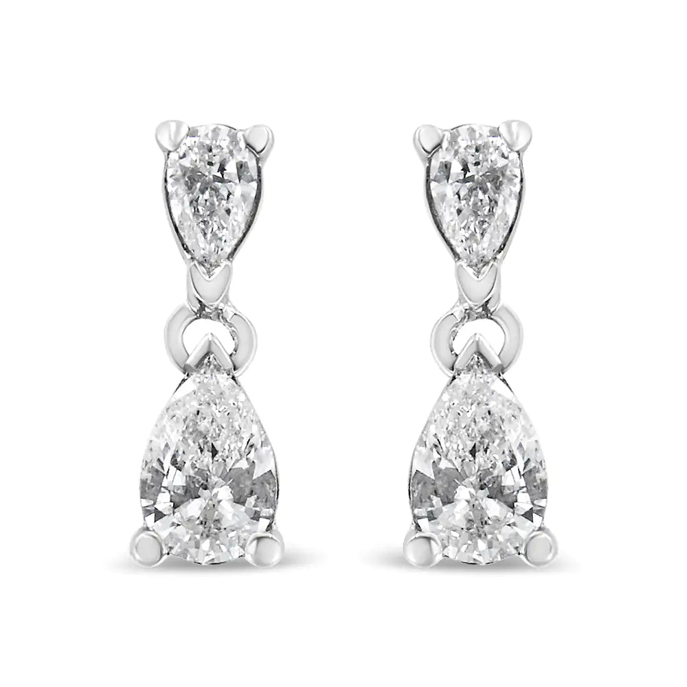 14K White Gold Pear Shape Lab Grown Diamond Dangle Stud Earrings (G-H Color, VS2-SI1 Clarity) WEM Support (www.WEM.support)