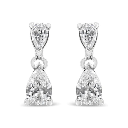 14K White Gold Pear Shape Lab Grown Diamond Dangle Stud Earrings (G-H Color, VS2-SI1 Clarity) WEM Support (www.WEM.support)
