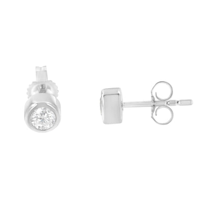 10K Gold 0.30 Cttw Round Brilliant-Cut Near Colorless Diamond Bezel-Set Stud Earrings (H-I Color, I1-I2 Clarity) WEM Support (www.WEM.support)