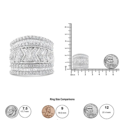 .925 Sterling Silver 2.0 Cttw Diamond Edge Multi-Row Ring Band ( J-K Color, I3 Clarity) WEM Support (www.WEM.support)