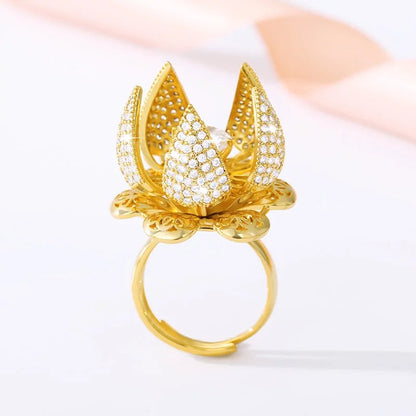 Gold Flower Bud Ring WEM Support (www.WEM.support)