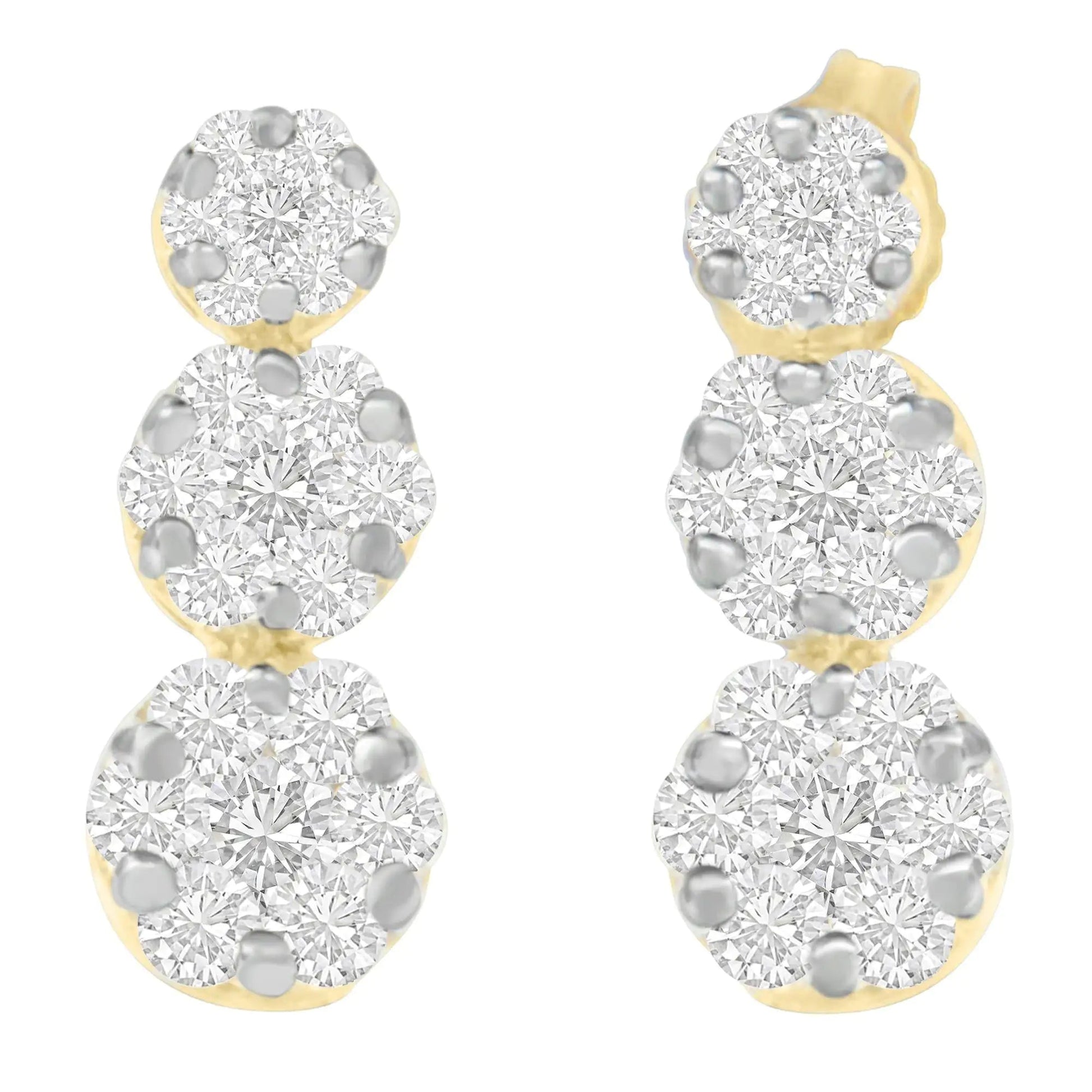 14K Yellow Gold Round-cut Diamond Earring (2 cttw, I-J Color, VS1-VS2 Clarity) WEM Support (www.WEM.support)