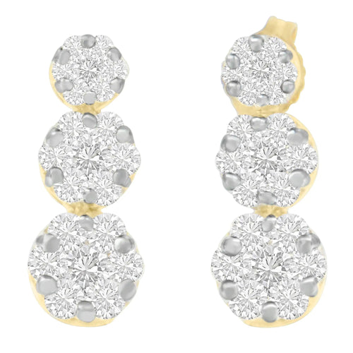 14K Yellow Gold Round-cut Diamond Earring (2 cttw, I-J Color, VS1-VS2 Clarity) WEM Support (www.WEM.support)