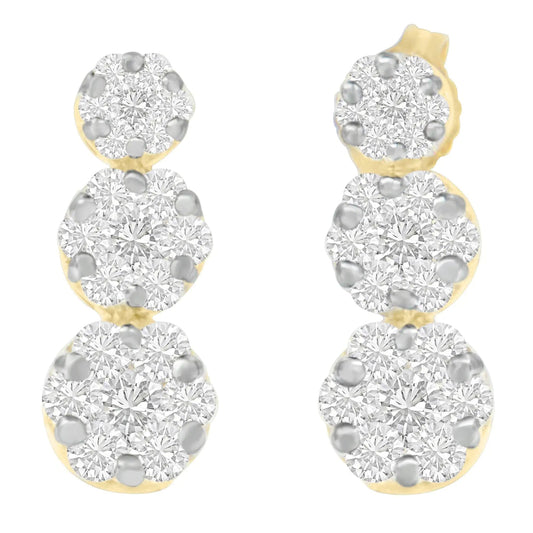 14K Yellow Gold Round-cut Diamond Earring (2 cttw, I-J Color, VS1-VS2 Clarity) WEM Support (www.WEM.support)