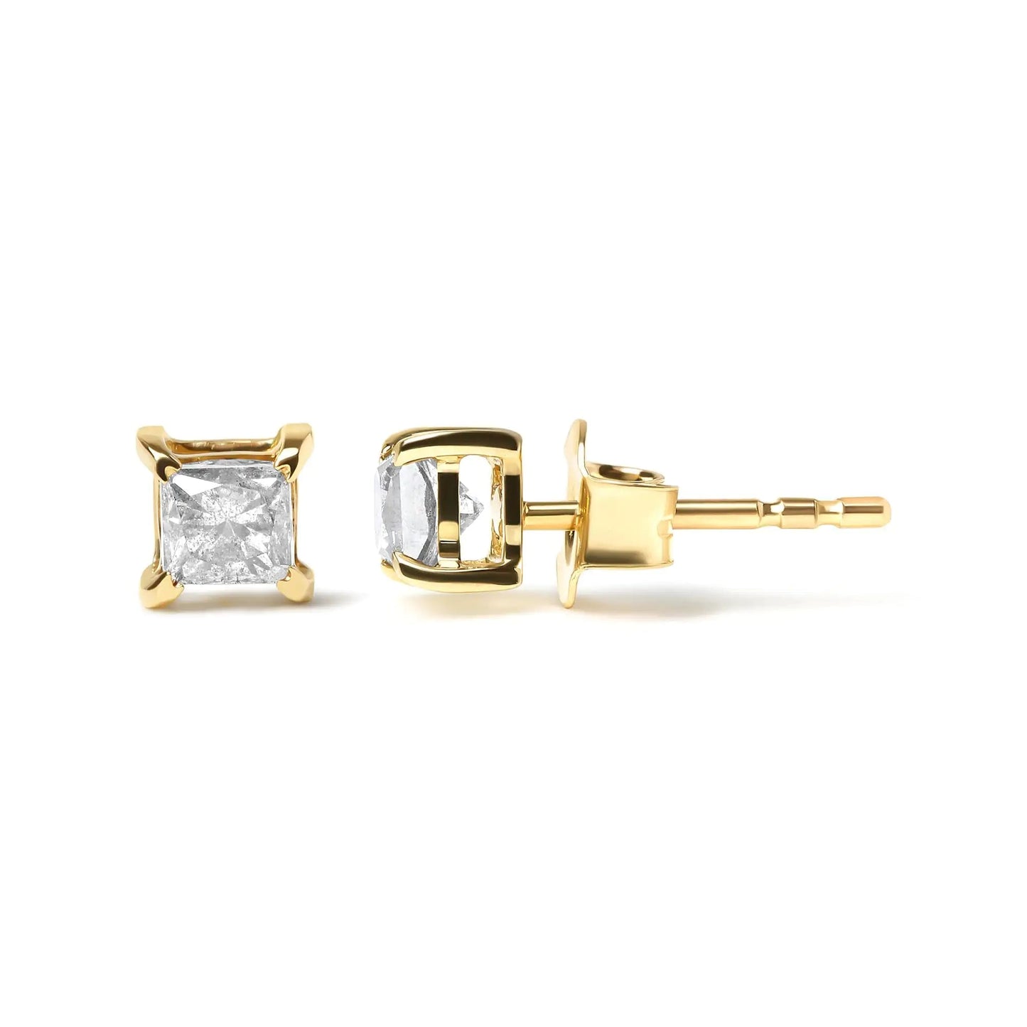 IGI Certified 14K Yellow Gold 5/8 Cttw Princess Diamond 4-Prong Classic Stud Earrings (K-L Color, SI2-I1 Clarity) WEM Support (www.WEM.support)