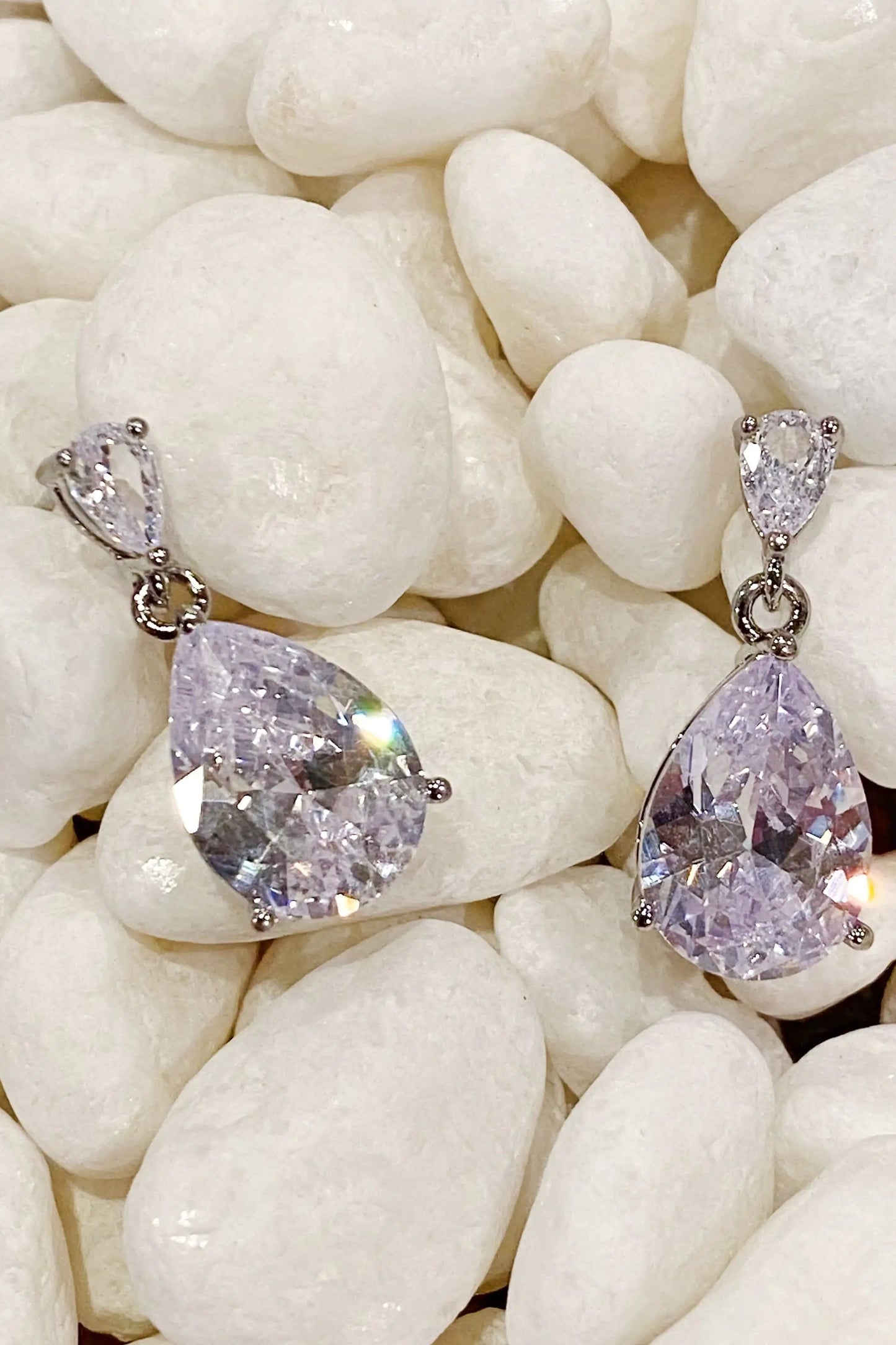 Crystal Clear Teardrop Earrings WEM Support (www.WEM.support)