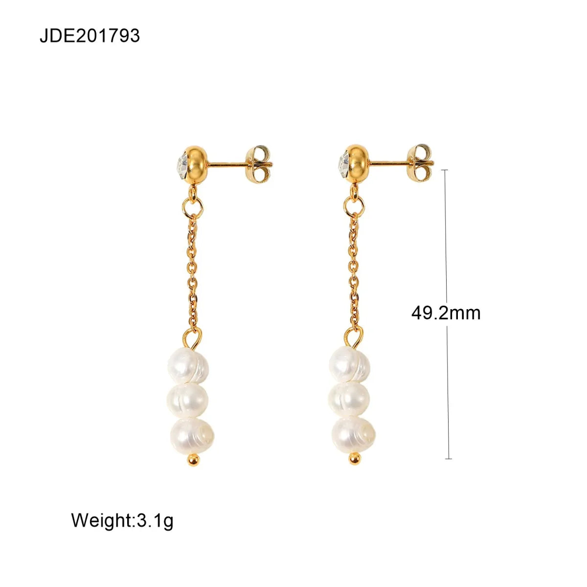 Fashionable Stainless Steel Pearl Earrings HejK.com