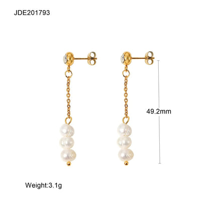 Fashionable Stainless Steel Pearl Earrings HejK.com