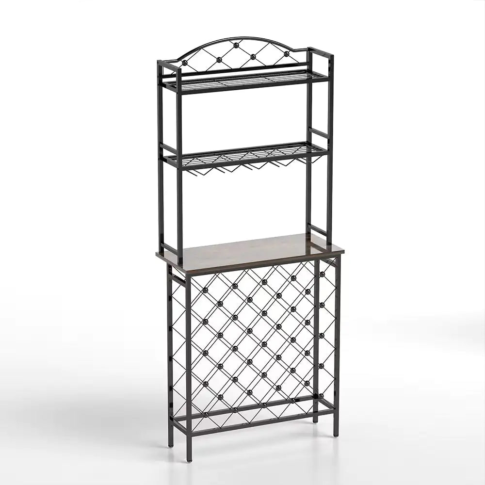 Tall Wine Holder Stand With Wine Glass Holder WEM Support (www.WEM.support)