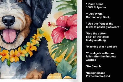 Bernedoodle Luau Kitchen Towel WEM Support (www.WEM.support)