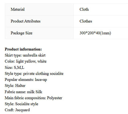 V-neck Halter Sleeveless Jacquard Lace-up Waist Dress WEM Support (www.WEM.support)