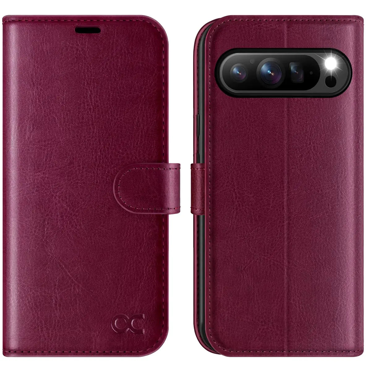 A light blue PU leather flip folio case with card holders and RFID blocking for Google Pixel 9 and 9 Pro smartphones.