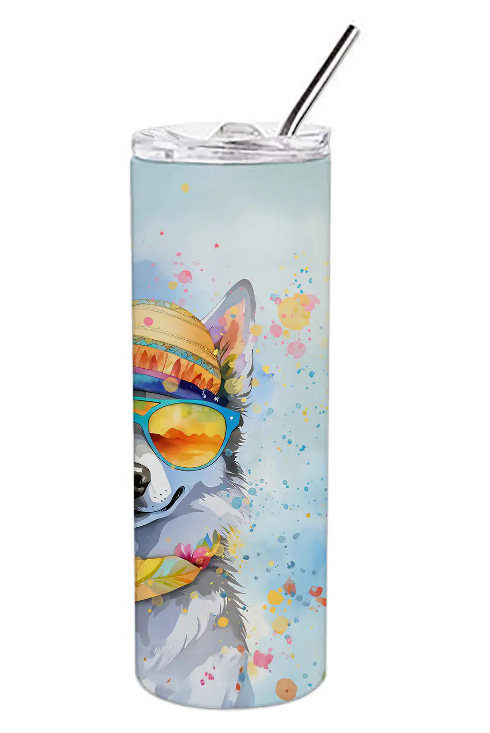 Alaskan Klee Kai Hippie Dawg Stainless Steel Skinny Tumbler WEM Support (www.WEM.support)