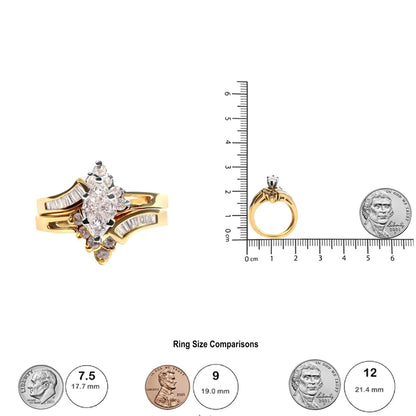 14K Two Tone 3/4 Cttw Diamond Engagement Ring Set (H-I Color, SI1-SI2 Clarity) WEM Support (www.WEM.support)