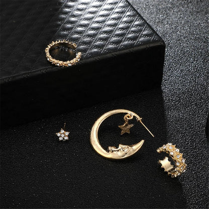 Bohemian Moon Star Crystal Stud Earrings Set WEM Support (www.WEM.support)