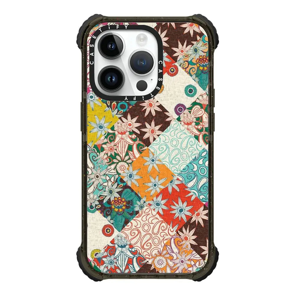 CASETiFY Ultra Impact iPhone 14 Pro Case [5X Military Grade Drop Tested / 11.5ft Drop Protection] - SARILMAK Patchwork - Glossy Black HejK.com